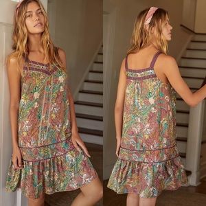 Anthropologie Tiny Tiered Ruffled-Hem Cover-Up Dress floral size small